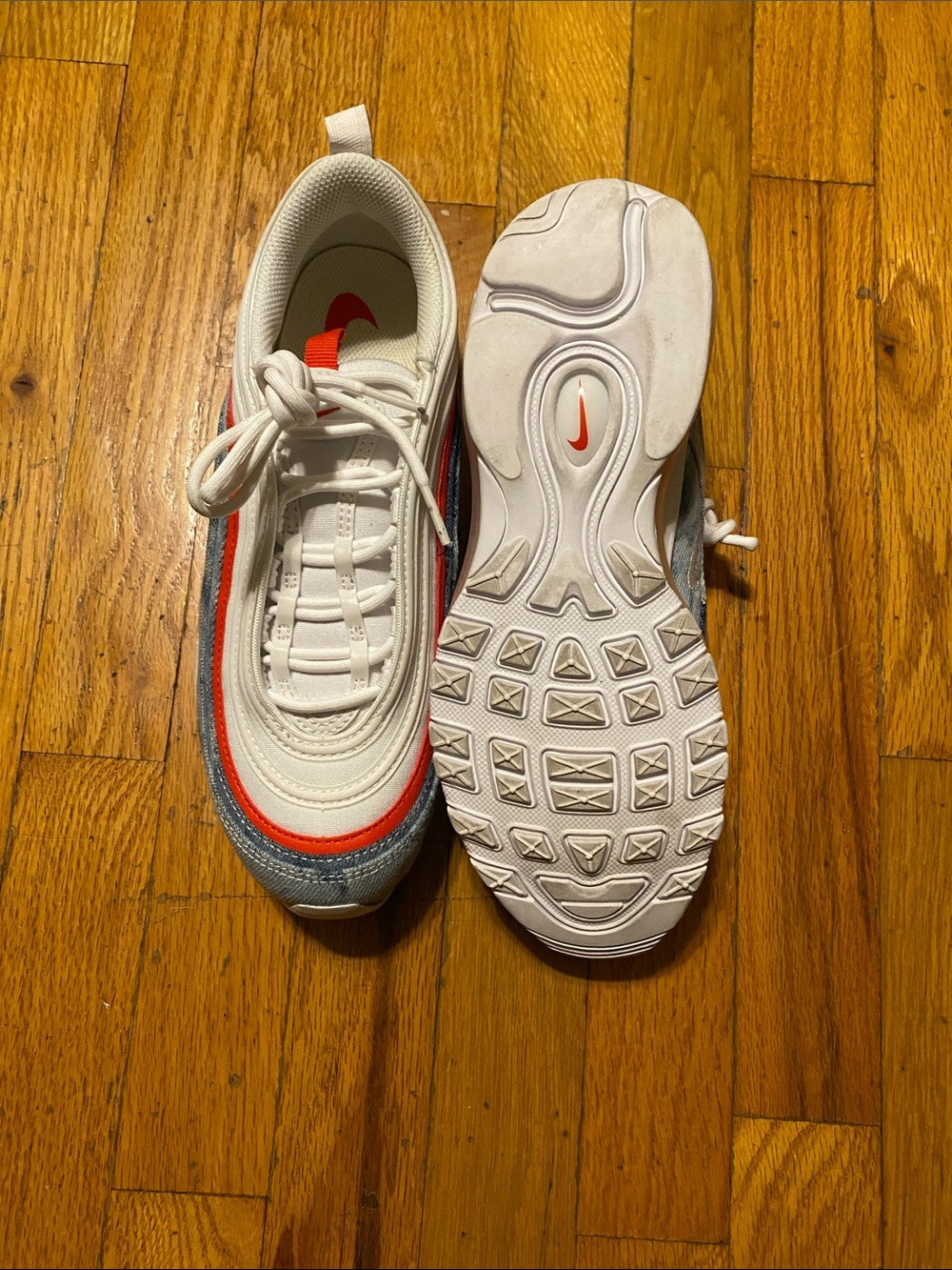 Nike Women’s Air Max 97 Denim Blue, White & Red Sneakers - Picture 3 of 4